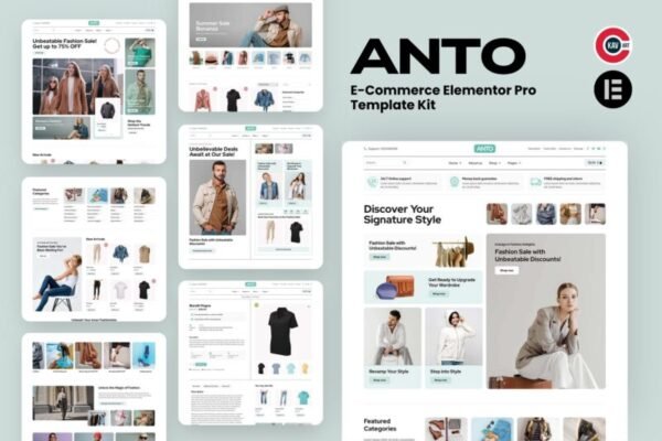 Anto e commerce elementor pro template kit